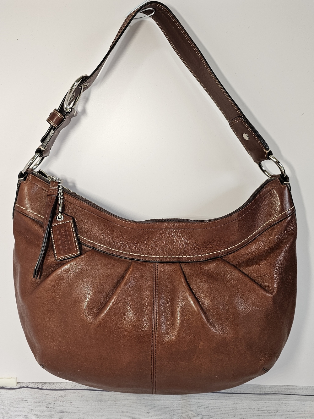 VTG Coach Soho Pleated Brown Leather Hobo Shoulder Bag